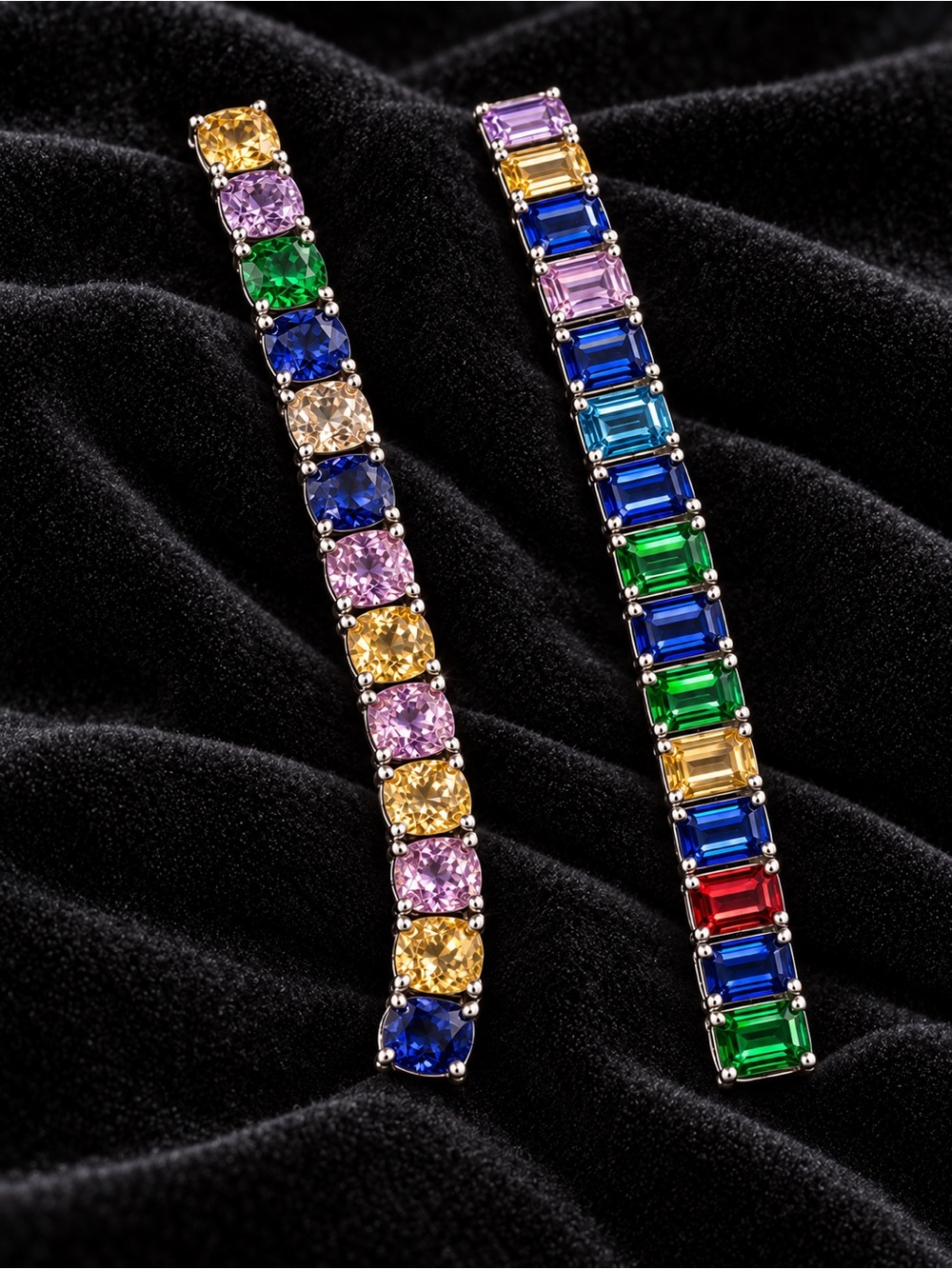 Multicolor Crystal bracelets, hypoallergenic, Silvertone - Women Jewelry
